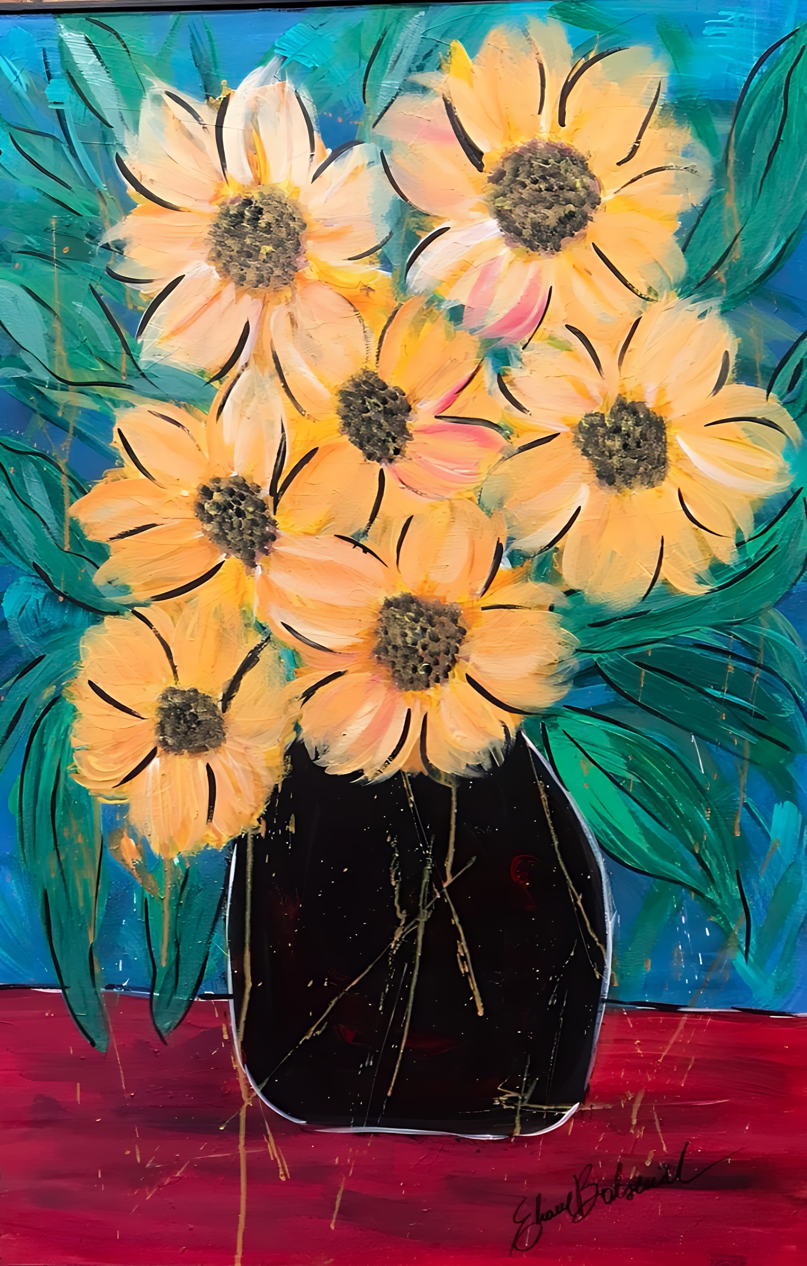 Sunflowers in Black
